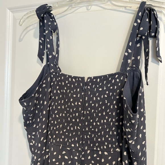 Elegant dusty Navy Polka Dot Dress - Picture 4 of 5